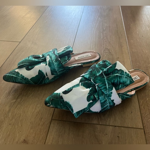 Cape Robbin Knot Slip On Pointy Toed Flat Mules with Tropical Leaves Women’s 8 - Picture 3 of 6